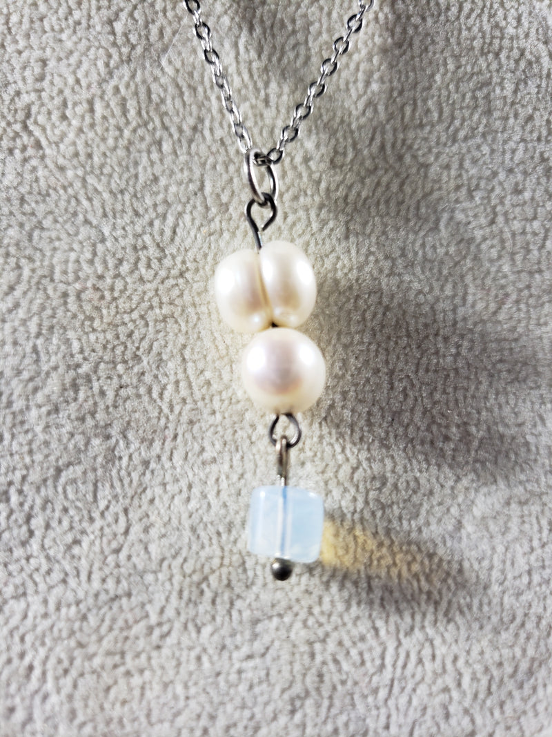 Freshwater pearls & Opalite Pendant