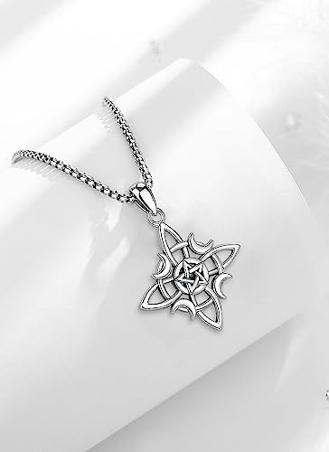 CELESTIA Nudo de Bruja Plata 925 Original Amuletos de Proteccion de Brujeria Witches Knot Necklace Silver Witchy Jewelry Witch Birthday Gifts for Women Wicca