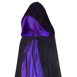 Charm&Cstay Black and Purple Cloak with Hood for Men and Women, Raven Cape with Lined Hood(Large)