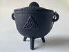Triquetra Cast Iron Cauldron with Lid and Handle, Witches Cauldron, Great for Use with Charcoal Incense, Smudge Sage, 4.25"-4.5"