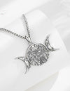 INFUSEU Triple Moon Goddess Necklace Tree of Life Pendant Pagan Witch Jewelry for Women 925 Sterling Silver Wiccan Witchy Witchcraft Accessories Spiritual Gifts