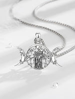 INFUSEU Triple Moon Goddess Necklace Tree of Life Pendant Pagan Witch Jewelry for Women 925 Sterling Silver Wiccan Witchy Witchcraft Accessories Spiritual Gifts