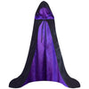 Charm&Cstay Black and Purple Cloak with Hood for Men and Women, Raven Cape with Lined Hood(Large)