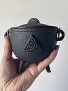 Triquetra Cast Iron Cauldron with Lid and Handle, Witches Cauldron, Great for Use with Charcoal Incense, Smudge Sage, 4.25"-4.5"