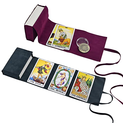 knana 3Pcs Velvet Tarot Bags Set - Tarot Cards Holder Bag,Tarot Card Pouches,Tarot Carrying Bag for Tarot Cards and Oracle Decks - Purple&Dark Blue