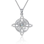 YAFEINI Witches Knot Necklace Sterling Silver Witch Knot Pendant Necklace Celtic Cross Witches Knot Amulet Jewelry Gifts for Women