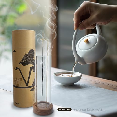 DANAWA Incense Holder, Incense Holder for Sticks, Removable Glass Ash Catcher, Mess-Free Incense Burner, Meditation, Yoga, Spa and with Decorating Shelves in Homes and Offices