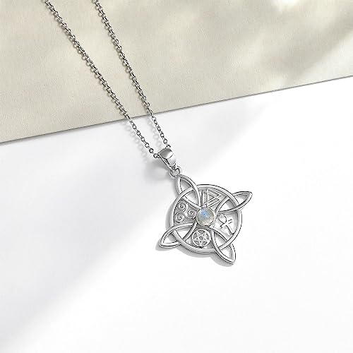 YAFEINI Witches Knot Necklace Sterling Silver Witch Knot Pendant Necklace Celtic Cross Witches Knot Amulet Jewelry Gifts for Women