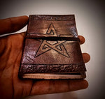 Handcrafted Tiny Pentagram Star Embossed Single Piece Leather Bound Journal, Unlined Refillable Cotton Recycled Pages, Birthday Gift for Him/Her, Gift for Writers, Mini Pocket Diary