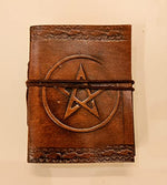 Handcrafted Tiny Pentagram Star Embossed Single Piece Leather Bound Journal, Unlined Refillable Cotton Recycled Pages, Birthday Gift for Him/Her, Gift for Writers, Mini Pocket Diary