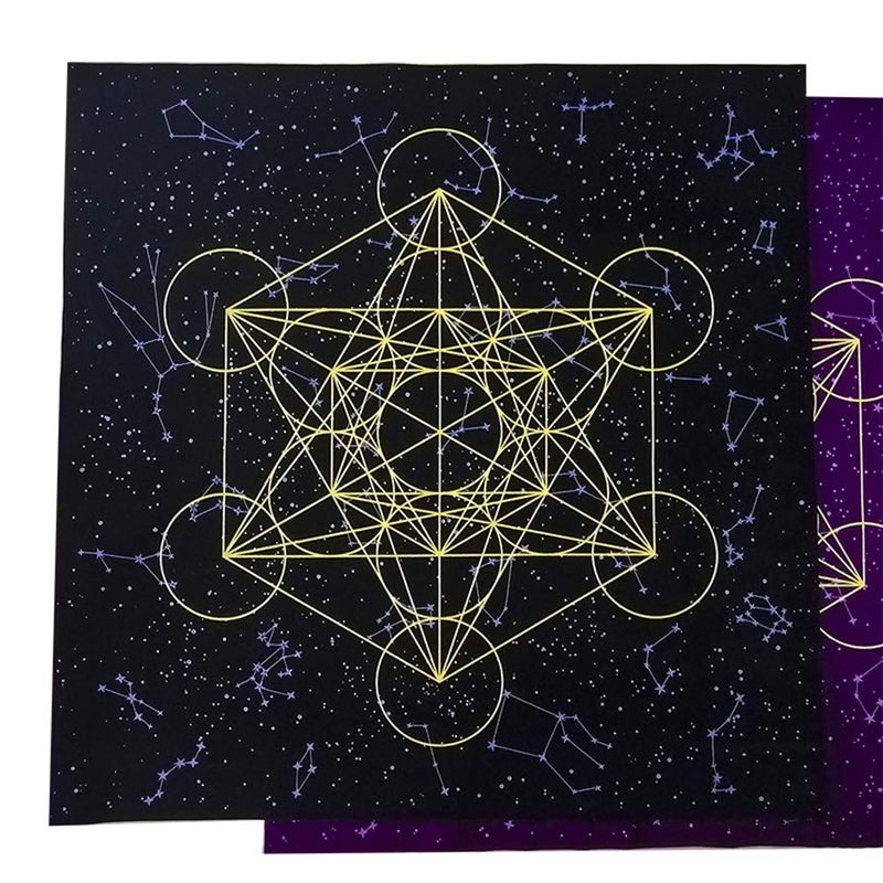 Tong Gu Altar Tarot Table Cloth Divination Wicca Velvet Tapestry Metatron's Cube (Purple)