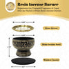 New Age Imports, Inc. India Small Decorated Brass Charcoal Screen Incense Burner with Wooden Coaster