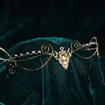 CoteeZa Fairy Crown Headpiece Circlet - Dark Antler Headband Witch Tiara Cosplay Retro Bronze Deer Head Accessories Women Elf Crowns Adult Renaissance Headband Crown