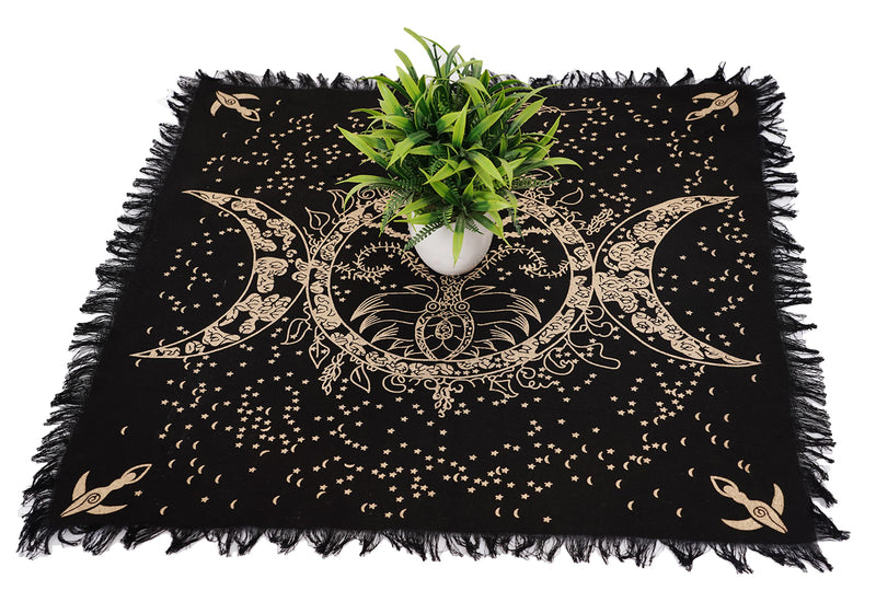 ASAV Altar Cloth 18 x 18 Inches Table Cloth Square Tarot Witchery Supplies (Triple Moon Angel, 18X18 Inches (46x46 Cm))