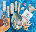Home Cleansing & Smudging Kit with White Sage, Palo Santo, Abalone & Stand, Smudge Feather & Guide - Smudge Kit with Sage Smudge Sticks