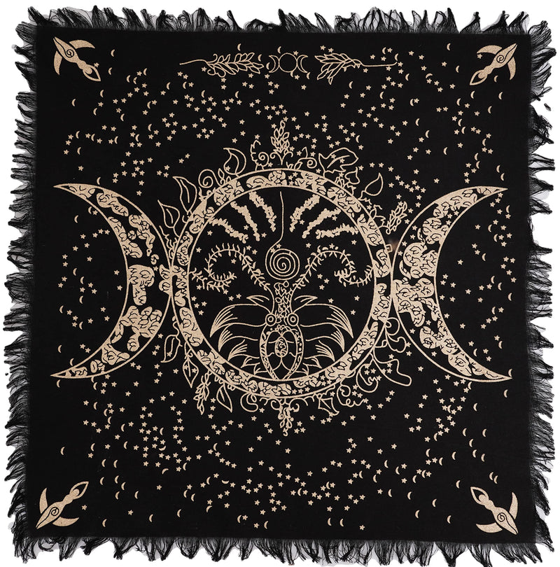 ASAV Altar Cloth 18 x 18 Inches Table Cloth Square Tarot Witchery Supplies (Triple Moon Angel, 18X18 Inches (46x46 Cm))